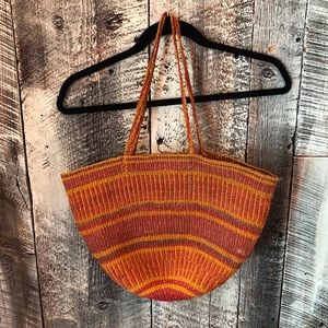 Vintage Raffia woven basket beach bag tote